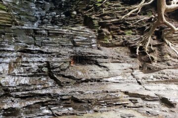 Eternal Flame Falls in New York with slow-flowing water