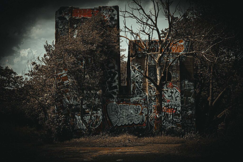 Colorful concrete columns photographed at Graffiti Pier in Philadelphia with a Canon EOS R100
